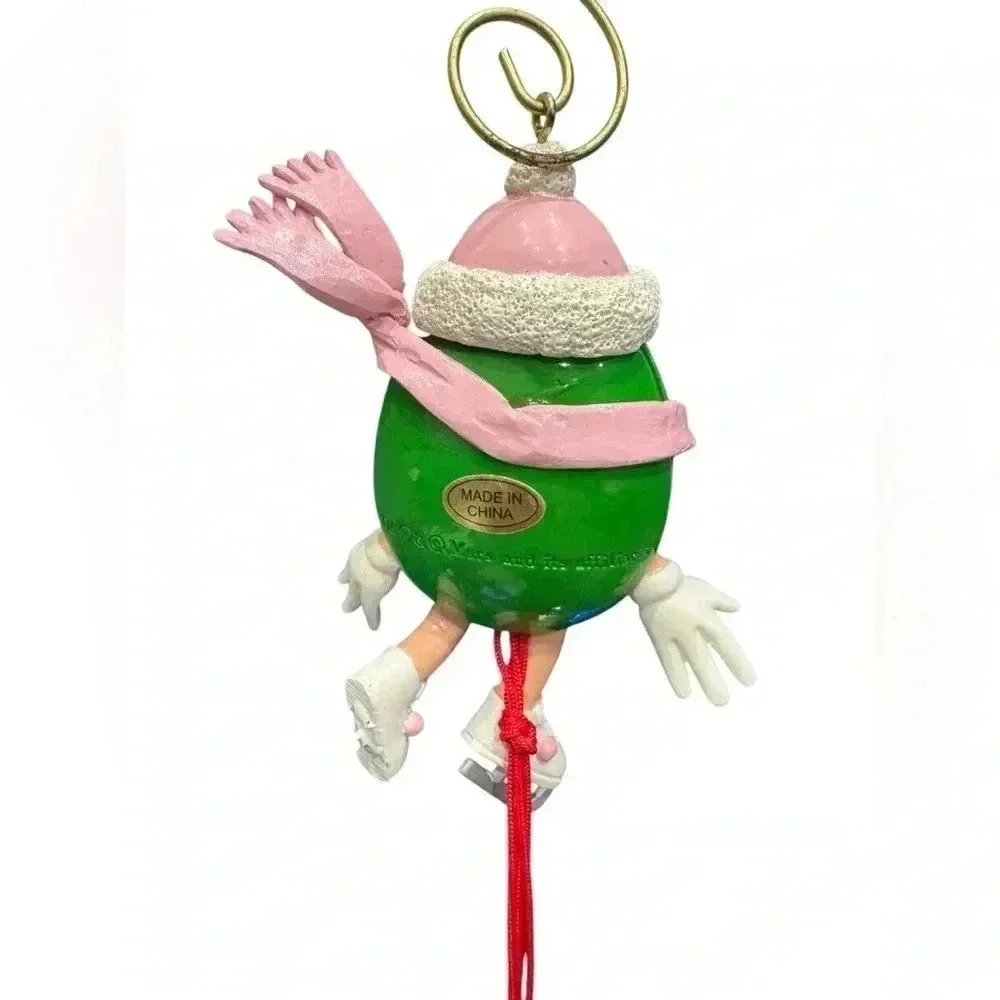 M&M Miss Green On Ice Skates Christmas Holiday Ornament